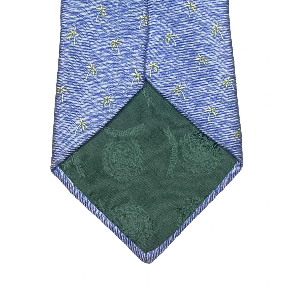 TOMMY HILFIGER BLUE LIME PALM TREES‎ DESIGN SILK TIE / NECKWEAR 60